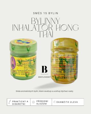 🍀Bylinný inhalátor Hong Thai🍀 2 druhy: 💚 - slabší 💛 - silnější 🌿 Tradiční thajská receptura Obsahuje směs aromatických...