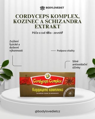 Cordyceps Komplex: 🌿 1. Podpora imunity a vitality Cordyceps Komplex kombinuje Cordyceps sinensis, Astragalus (kozinec...