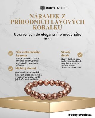 Novinka na BodyLoveDiet🥳 Náramek z lávových korálků v měděném provedení, 10 mm 🔥 Elegantní náramek z lávových korálků...